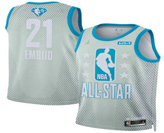 Men's 2022 All-Star #21 Joel Embiid Gray Stitched Basketball Jersey