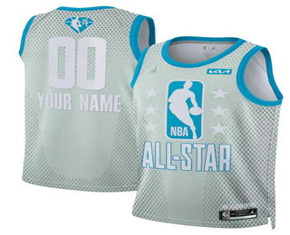 Men's 2022 All-Star Active Player Custom Gray Stitched Basketball Jersey