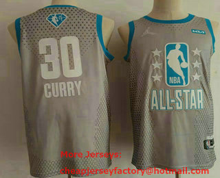 Men's 2022 All-Star Golden State Warriors #30 Stephen Curry Grey Stitched Basketball Jersey