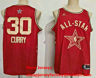Men's 2024 All Star Golden State Warriors #30 Stephen Curry Crimson Stitched Basketball Jersey