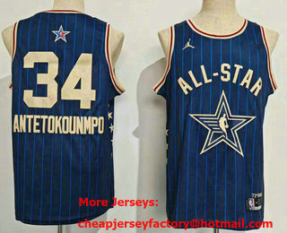 Men's 2024 All Star Milwaukee Bucks #34 Giannis Antetokounmpo Navy Stitched Basketball Jersey