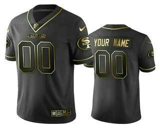 Men's 49ers Customized Black Golden Stitched NFL Jersey