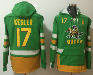 Men's Anaheim Ducks #17 Ryan Kesler Green Pocket Stitched NHL Old Time Hockey Pullover Hoodie
