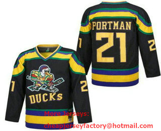 Men's Anaheim Ducks #21 Dean Portman Black Movie Hockey Jersey