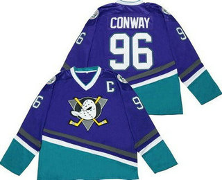 Men's Anaheim Ducks #96 Charlie Conway Purple Green Throwback Jersey