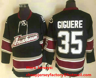 Men's Anaheim Mighty Ducks #35 Jean Sebastien Giguere Black Throwback Jersey