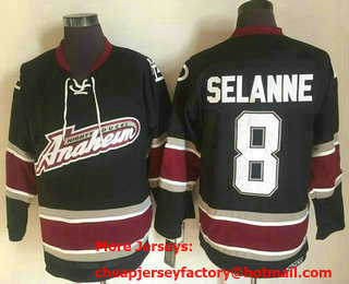 Men's Anaheim Mighty Ducks #8 Teemu Selanne Black Throwback Jersey