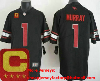 Men's Arizona Cardinals #1 Kyler Murray Limited Black C Patch Vapor Jersey