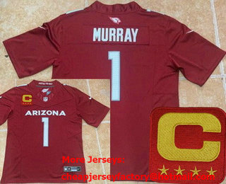 Men's Arizona Cardinals #1 Kyler Murray Limited Red C Patch FUSE Vapor Jersey