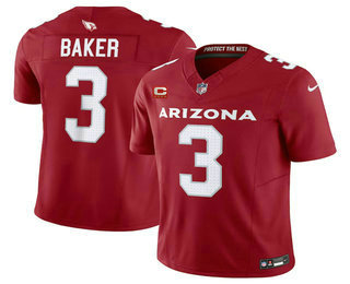 Men's Arizona Cardinals #3 Budda Baker Red 2023 FUSE With C Patch Vapor Limited Stitched Jersey