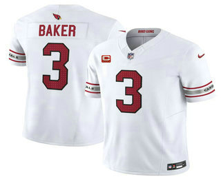 Men's Arizona Cardinals #3 Budda Baker White 2023 FUSE With C Patch Vapor Limited Stitched Jersey