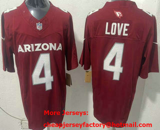 Men's Arizona Cardinals #4 Jeremiyah Love Limited Red FUSE Vapor Jersey
