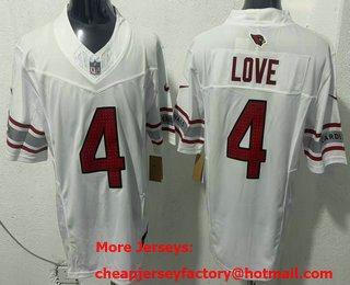 Men's Arizona Cardinals #4 Jeremiyah Love Limited White FUSE Vapor Jersey