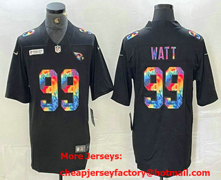 Men's Arizona Cardinals #99 JJ Watt Black Multi Color Black 2020 Crucial Catch Vapor Untouchable Nike Limited Jersey