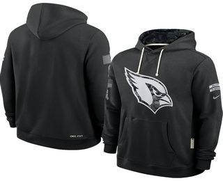 Men's Arizona Cardinals Black 2026 Salute to Service Sideline Pullover Hoodie