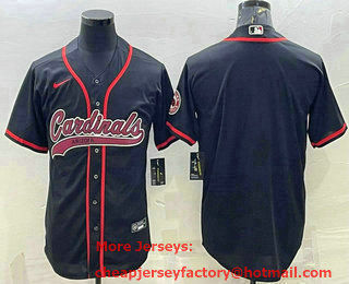 Men's Arizona Cardinals Blank Black With Patch Cool Base Stitched Baseball Jersey