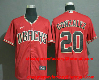Men's Arizona Diamondback #20 Luis Gonzalez Red Stitched Nike MLB Flex Base Jersey