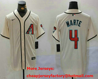 Men's Arizona Diamondback #4 Ketel Marte Cream Cool Base Limited Stitched Jersey