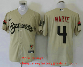Men's Arizona Diamondback #4 Ketel Marte Gold 2021 City Connect Stitched MLB Cool Base Nike Jersey