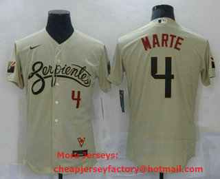 Men's Arizona Diamondback #4 Ketel Marte Gold 2021 City Connect Stitched MLB Flex Base Nike Jersey