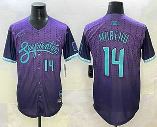 Men's Arizona Diamondbacks #14 Gabriel Moreno Number Purple 2025 City Connect Limited Jersey