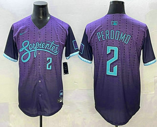 Men's Arizona Diamondbacks #2 Geraldo Perdomo Number Purple 2025 City Connect Limited Jersey