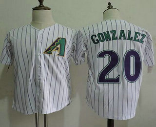 Men's Arizona Diamondbacks #20 Luis Gonzalez White Purple Cooperstown Collection Throwback Jersey
