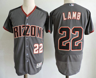 Men's Arizona Diamondbacks #22 Jake Lamb Gray Crimson 2017 Road Stitched MLB Flex Base Jersey
