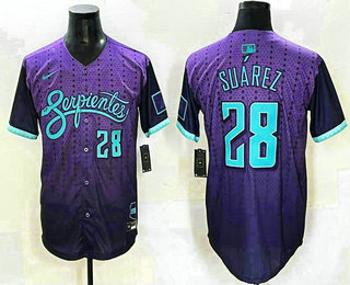 Men's Arizona Diamondbacks #28 Eugenio Suarez Number Purple 2025 City Connect Limited Jersey