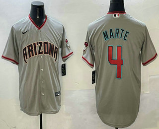 Men's Arizona Diamondbacks #4 Ketel Marte Grey Cool Base Jersey