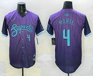 Men's Arizona Diamondbacks #4 Ketel Marte Number Purple 2025 City Connect Limited Stitched Jersey