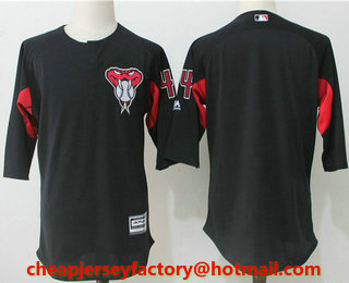 Men's Arizona Diamondbacks #44 Paul Goldschmidt Black Collection On-Field 3/4 Sleeve Stitched MLB Batting Practice Jersey