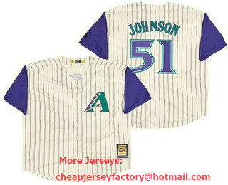Men's Arizona Diamondbacks #51 Randy Johnson Cream Cooperstown Throwback Cool Base Jersey