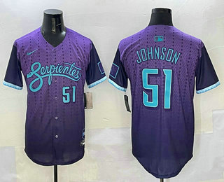 Men's Arizona Diamondbacks #51 Randy Johnson Number Purple 2025 City Connect Limited Stitched Jersey