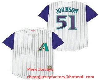 Men's Arizona Diamondbacks #51 Randy Johnson White Throwback Jersey