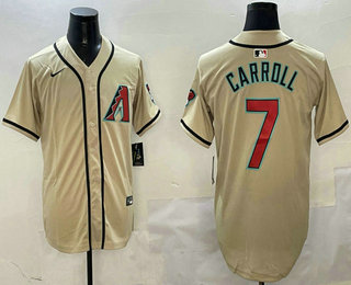 Men's Arizona Diamondbacks #7 Corbin Carroll Cream Nike Limited Stitched Jersey 01