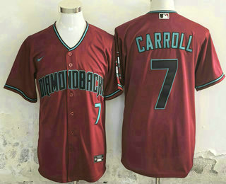 Men's Arizona Diamondbacks #7 Corbin Carroll Number Red Cool Base Stitched Jersey