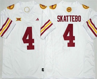 Men's Arizona State Sun Devils #4 Cam Skattebo Limited White FUSE College Football Jersey