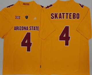Men's Arizona State Sun Devils #4 Cam Skattebo Limited Yellow FUSE College Football Jersey