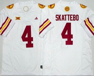 Men's Arizona State Sun Devils #4 Cameron Skattebo Limited White 2026 College Football Jersey