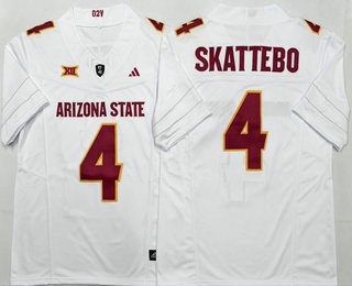 Men's Arizona State Sun Devils #4 Cameron Skattebo Limited White FUSE College Football Jersey