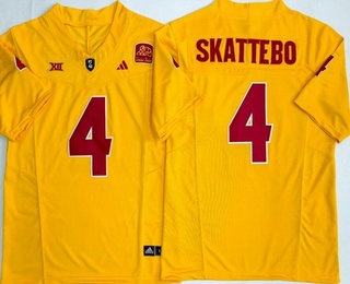 Men's Arizona State Sun Devils #4 Cameron Skattebo Limited Yellow 2025 College Football Jersey