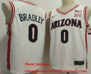 Men's Arizona Wildcats #0 Jaden Bradley White College Basketball Jersey