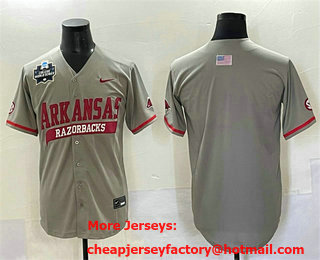 Men's Arkansas Razorbacks Blank Grey 2025 World Series  Stitched Jersey