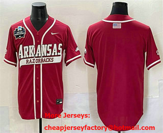 Men's Arkansas Razorbacks Blank Red 2025 World Series Stitched Jersey