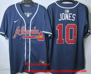 Men's Atlanta Braves #10 Chipper Jones Navy Limited Jersey