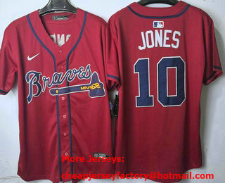 Men's Atlanta Braves #10 Chipper Jones Red Limited Jersey