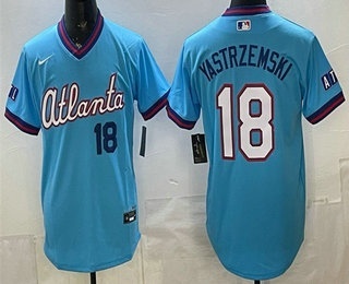 Men's Atlanta Braves #18 Mike Yastrzemski Light Blue 2026 City Connect Stadium Jersey