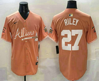 Men's Atlanta Braves #27 Austin Riley Cream Cool Base Limited Jersey