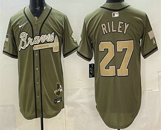 Men's Atlanta Braves #27 Austin Riley Olive 2026 Armed Forces Day Jersey
